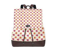 MONTOJ Autumn Maple Leaves Pattern leather Travel bag Campus Backpack