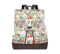 MONTOJ Autumn Watercolor Rabbit Pattern leather Travel bag Campus Backpack