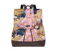 MONTOJ Awesome Japanese Geisha Girl leather Travel bag Campus Backpack