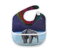 MONTOJ Balloon Elephant in Space Baby Girl Drool Bibs for Drooling and Teething Baby Boy Teething Bibs for 6-24 Months