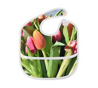MONTOJ Beautiful Flower Tulip Baby Girl Drool Bibs for Drooling and Teething Baby Boy Teething Bibs for 6-24 Months