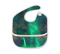 MONTOJ Beautiful Green Northern Lights Baby Girl Drool Bibs for Drooling and Teething Baby Boy Teething Bibs for 6-24 Months