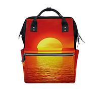 MONTOJ Big Golden Ball Summer Sunset Over The Ocean Pattern Canvas Backpack Travel Campus Backpack