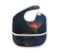 MONTOJ Burning Elk Baby Boy Baby Girl Teething Bibs Feeder Bib for 6-24 Months Waterproof, Washable