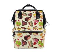 MONTOJ Cake-Pattern Canvas Backpack Travel Campus Backpack