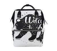 MONTOJ Cartoon Bear Pattern Canvas Backpack Travel Campus Backpack