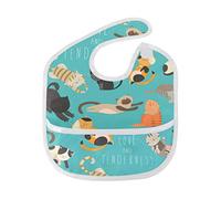 MONTOJ Cartoon Cats Baby Boy Baby Girl Teething Bibs Feeder Bib for 6-24 Months Waterproof, Washable