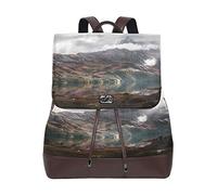 MONTOJ Cloudy Sky Mountain Range leather Travel bag Campus Backpack