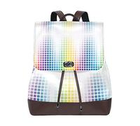 MONTOJ Color Rainbow Mosaic Wall leather Travel bag Campus Backpack