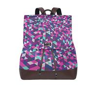 MONTOJ Color Screwy Mosaic Pattern leather Travel bag Campus Backpack