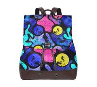 MONTOJ Color Tattered Mosaic Pattern leather Travel bag Campus Backpack