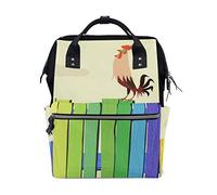 MONTOJ Colorful Fence And Rooster Canvas Backpack Travel Campus Backpack