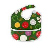 MONTOJ Colorful Pizza Ingredients Baby Girl Drool Bibs for Drooling and Teething Baby Boy Teething Bibs for 6-24 Months