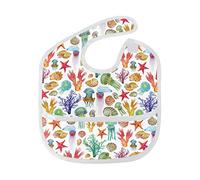 MONTOJ Colorful Sea Animals Starfish Jellyfish Baby Girl Drool Bibs for Drooling and Teething Baby Boy Teething Bibs for 6-24 Months