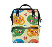 MONTOJ Colorful Sugar Skulls Canvas Backpack Travel Campus Backpack