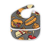 MONTOJ Cool Food Party Hamburgers Pizza Hot Dog Baby Girl Drool Bibs for Drooling and Teething Baby Boy Teething Bibs for 6-24 Months