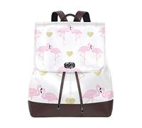 MONTOJ Couple Flamingos And Glitter Hearts Pattern leather Travel bag Campus Backpack