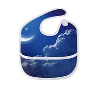 MONTOJ Crescent Moon Baby Boy Baby Girl Teething Bibs Feeder Bib for 6-24 Months Waterproof, Washable