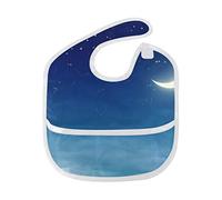 MONTOJ Crescent Moon Baby Boy Baby Girl Teething Bibs Feeder Bib for 6-24 Months Waterproof, Washable