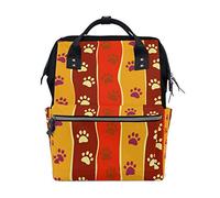 MONTOJ Cute Dogs Paws Patterns And Colorful Stripes Canvas Backpack Travel Campus Backpack