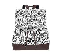 MONTOJ Day Of The Dead Sugar Skull Seamless Pattern leather Travel bag Campus Backpack