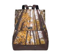 MONTOJ Fall Maple Leaf Forest leather Travel bag Campus Backpack