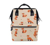 MONTOJ Fox Pattern Canvas Backpack Travel Campus Backpack