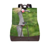 MONTOJ Grey Crowned Crane leather Travel bag Campus Backpack