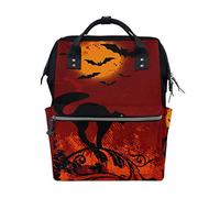 MONTOJ Halloween Cat Pattern Canvas Backpack Travel Campus Backpack