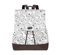 MONTOJ Hand Drawing Cute Happy Cats leather Travel bag Campus Backpack