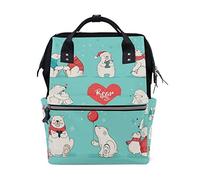 MONTOJ Hand Drawn Christmas Polar Bear Pattern Canvas Backpack Travel Campus Backpack