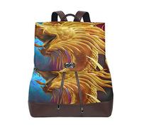 MONTOJ Howling Golden Dragon Pattern leather Travel bag Campus Backpack