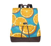 MONTOJ Juicy Lemon Slice Pattern leather Travel bag Campus Backpack