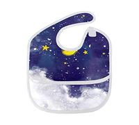 MONTOJ Moon Starry Sky Baby Boy Baby Girl Teething Bibs Feeder Bib for 6-24 Months Waterproof, Washable