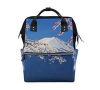 MONTOJ Mount Fuji With Sakura Canvas Backpack Travel Campus Backpack
