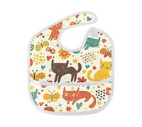 MONTOJ Multicolored Cats Baby Boy Baby Girl Teething Bibs Feeder Bib for 6-24 Months Waterproof, Washable