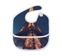 MONTOJ Night Eiffel Tower Baby Boy Baby Girl Teething Bibs Feeder Bib for 6-24 Months Waterproof, Washable