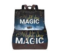 MONTOJ Night Sky Magic Pattern leather Travel bag Campus Backpack
