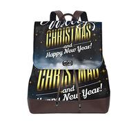 MONTOJ Night Sky New Year Pattern leather Travel bag Campus Backpack