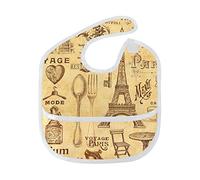 MONTOJ Nostalgic Paris Element Baby Boy Baby Girl Teething Bibs Feeder Bib for 6-24 Months Waterproof, Washable