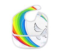MONTOJ Pigeon and Rainbow Baby Boy Baby Girl Teething Bibs Feeder Bib for 6-24 Months Waterproof, Washable