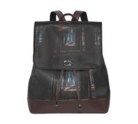 MONTOJ Pine Tree Dark Forest leather Travel bag Campus Backpack