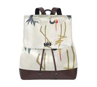 MONTOJ Red-Crowned Crane Pattern leather Travel bag Campus Backpack