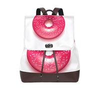 MONTOJ Rose Red Donut Drawing leather Travel bag Campus Backpack