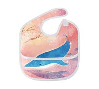 MONTOJ Sakura Dolphin Baby Boy Baby Girl Teething Bibs Feeder Bib for 6-24 Months Waterproof, Washable