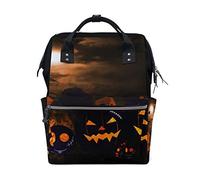 MONTOJ Scary Night Halloween Pattern Canvas Backpack Travel Campus Backpack