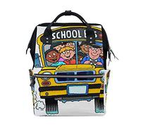 MONTOJ School Bus Canvas Backpack Travel Campus Backpack