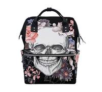 MONTOJ Skull And Flowers Day Of The Dead Canvas Backpack Travel Campus Backpack