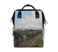 MONTOJ Special Steam Train And Railway Landscape Canvas Backpack Travel Campus Backpack