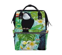 MONTOJ Summer Floral Parrot Painting Canvas Backpack Travel Campus Backpack